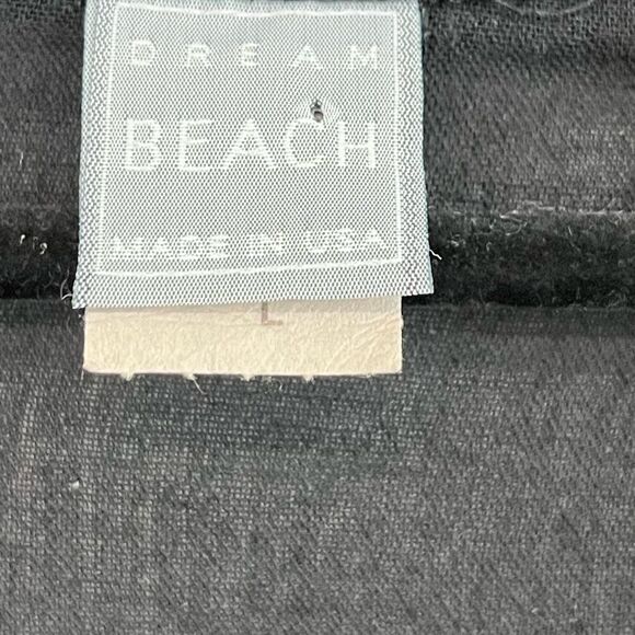 Vintage Black Crepe Beach Coverup Gold Trim Large - Picture 3 of 5